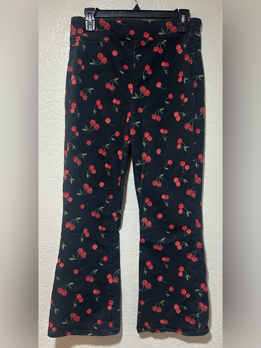 We The Free Black Pants with Red Cherry Print